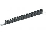 Genius 1/2in. Drive 15 Piece Thin Wall Standard Impact Socket Set 12pt Metric 10 - 24mm 