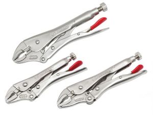 Curved Jaw Locking Pliers with Wire Cutter Set, 3 Piece