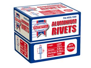 Aluminium Rivets 3.2mm x 13mm Long Bulk Pack of 1000