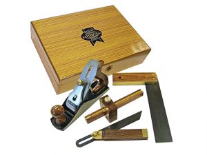 Plane & Woodworking Set of 4 in Wooden Box