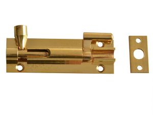 Door Bolt Necked - Brass 75mm (3in)
