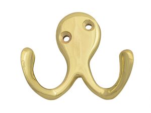 Double Robe Hook - Brass Finish 56mm Pack of 2