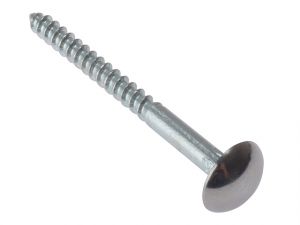 Mirror Screw Chrome Domed Top Slotted CSK ST ZP 3/4in x 8 Bag 10