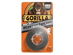 Gorilla Heavy-Duty Double Sided Black Mounting Tape 25.4mm x 1.52m