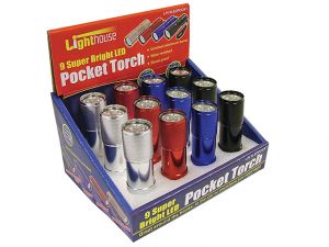 Super Bright 9 LED Pocket Torch (Display of 12)