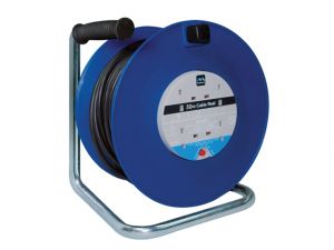 Heavy-Duty Cable Reel 50 Metre 4 Socket 13A Thermal Cut-Out 240 Volt