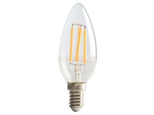 LED Candle Clear Filament Bulb E14 (SES) Non-Dimmable 470 Lumen 4 Watt 2700K