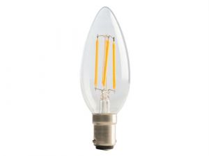LED Candle Clear Filament Bulb B15 (SBC) Non-Dimmable 250 Lumen 2 Watt 2700K