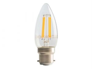 LED Candle Clear Filament Bulb B22 (BC) Non-Dimmable 470 Lumen 4 Watt 2700K