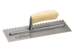 Notched Trowel 702S Square 1/4in Wooden Handle 11 x 4.1/2in