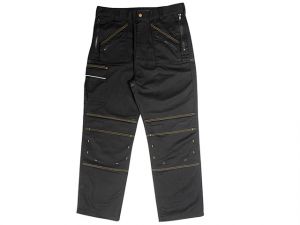 Black Multi Zip Work Trousers Waist 32in Leg 29in