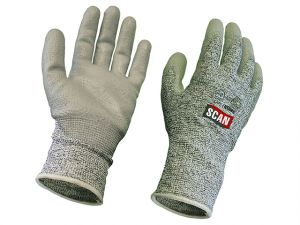Grey PU Coated Cut 5 Gloves Size 9 Large
