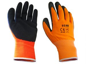 Hi-Vis Orange Foam Latex Coated Gloves Size 10 Extra Large