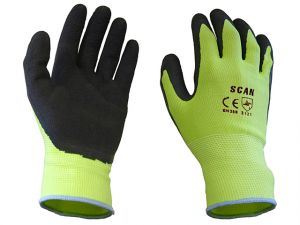 Hi-Vis Yellow Foam Latex Coated Gloves Size 9 Large