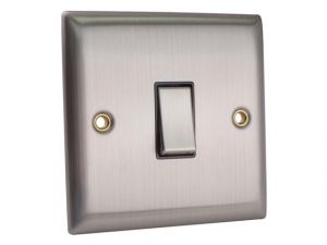 2-Way Light Switch 1-Gang Brushed Steel