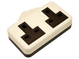 White Trailing Extension Socket 13A 2 Gang