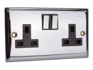 Switched Socket 2-Gang 13A Chrome