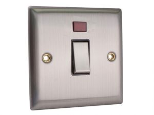 DP Neon Switch 20A Brushed Steel