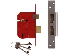 2234E 5 Lever BS Mortice Sashlock Plated Brass Finish 79.5mm 3 in Visi