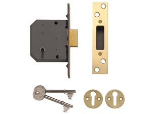 PM552 5 Lever Mortice Deadlock 80mm 3in Polished Brass